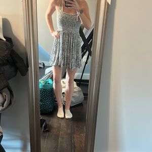 White/blue flowered dress